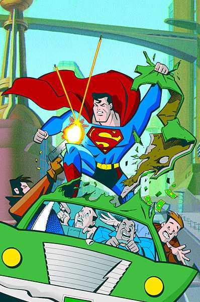 SUPERMAN ADVENTURES VOL.4 THE MAN OF STEEL (Escrito por Mark Millar, Evan Dorkin y Sarah Dyer; Arte de Aluir Manncio, Bret Blevins y Terry Austin; Portada de Rich Burchett y Austin. Reproduce los cuadernos 35 a 39)